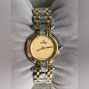 Fendi 760L Zucca Pattern dual tone stainless steel ladies watch.